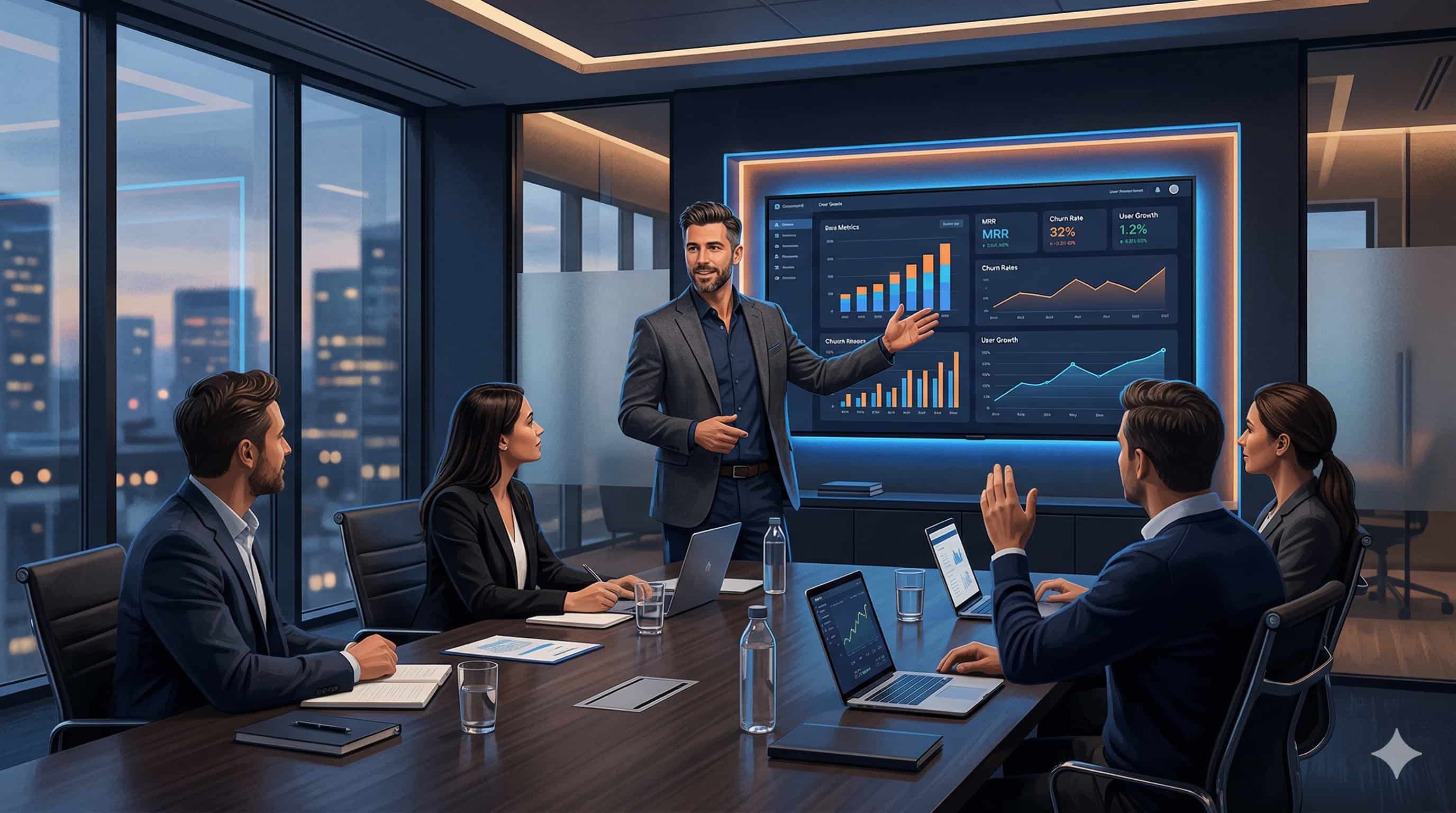 Founder presenting data to investors