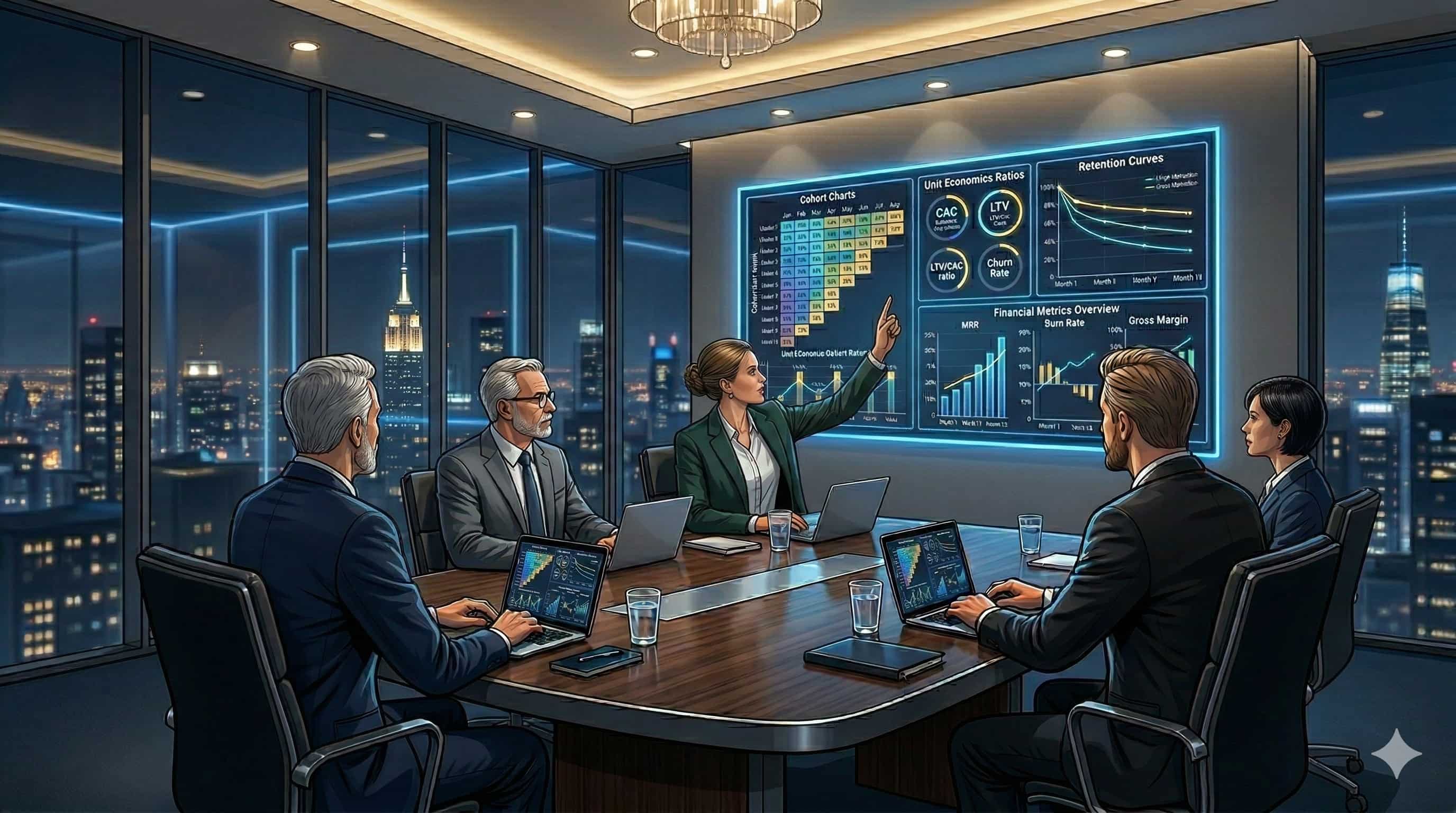 VC due diligence metrics dashboard